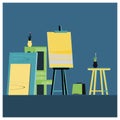 Easels or painting art boards with canvas